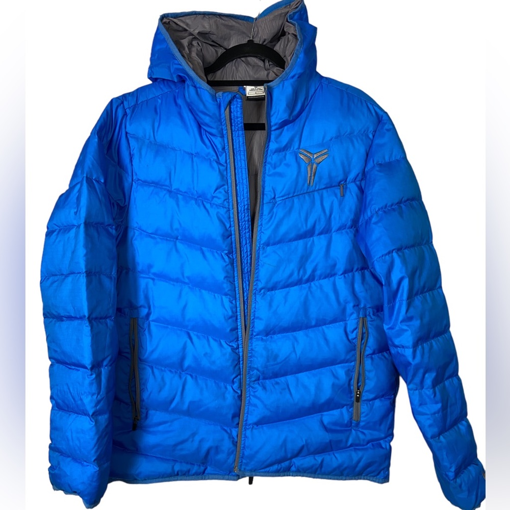 Nike RARE Kobe Bryant Blue Goose Down Hoodie Puffer Jacket Blue Sz L